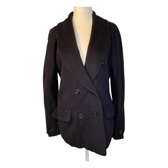 Vintage Cacharel Cashmere Wool Mix Pea Coat Navy Blue 40 / M - Picture 1 of 9